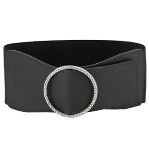 Wide Black Belt with Elegant Silver Buckle